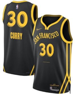 Golden State Warriors Stephen Curry Swingman Jersey-Black and Gold Icon Edition