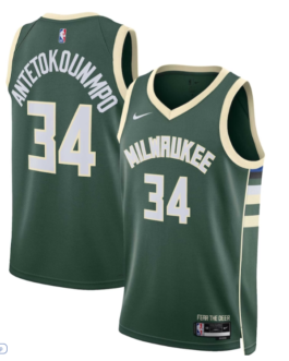 Milwaukee Bucks Giannis Antetokounmpo Green Swingman Jersey -Icon Edition