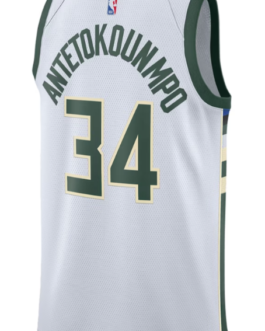 Milwaukee Bucks Giannis Antetokounmpo White Swingman Jersey -Icon Edition